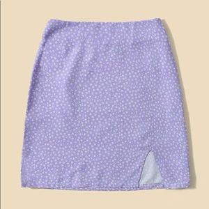 Lilac flower mini skirt with slit